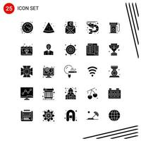 Collection of 25 Vector Icons in solid style Pixle Perfect Glyph Symbols for Web and Mobile Solid Icon Signs on White Background 25 Icons