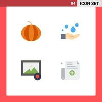 conjunto moderno de 4 iconos planos pictograma de forma de fruta registro favorito de mano elementos de diseño vectorial editables vector