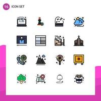 Universal Icon Symbols Group of 16 Modern Flat Color Filled Lines of media broadcast success sun autumn Editable Creative Vector Design Elements