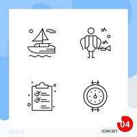 Modern Pack of 4 Icons Line Outline Symbols isolated on White Backgound for Website designing vector