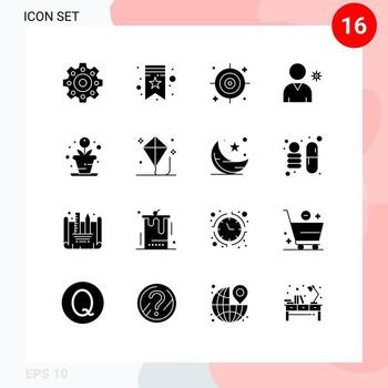 16 Solid Glyph concept for Websites Mobile and Apps play fun controls child process Editable Vector Design Elements
