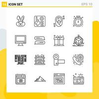 Collection of 16 Universal Line Icons Icon Set for Web and Mobile vector