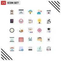 User Interface Pack of 25 Basic Flat Colors of user avatar website success bulb Editable Vector Design Elements