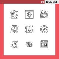 Set of 9 Modern UI Icons Symbols Signs for brand mobile develop lock notification Editable Vector Design Elements