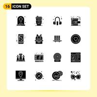 16 iconos creativos signos y símbolos modernos de recompensa móvil cliente presente logro elementos de diseño vectorial editables vector