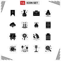 16 Icons Solid Style Grid Based Creative Glyph Symbols for Website Design Simple Solid Icon Signs Isolated on White Background 16 Icon Set vector