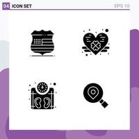 Group of 4 Modern Solid Glyphs Set for shield weighing security saint patrick research Editable Vector Design Elements