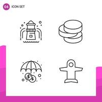 Outline Icon set Pack of 4 Line Icons isolated on White Background for responsive Website Design Print and Mobile Applications vector