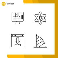 4 Icon Set Line Style Icon Pack Outline Symbols isolated on White Backgound for Responsive Website Designing vector