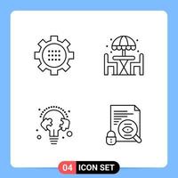 4 Line Black Icon Pack Outline Symbols for Mobile Apps isolated on white background 4 Icons Set vector