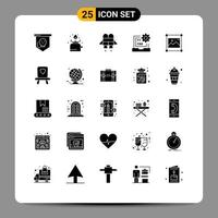 Group of 25 Modern Solid Glyphs Set for designing development picnic develop coding Editable Vector Design Elements