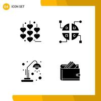 4 Icon Set Solid Style Icon Pack Glyph Symbols isolated on White Backgound for Responsive Website Designing vector