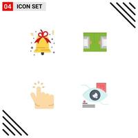4 Universal Flat Icon Signs Symbols of bell hand football soccer eye Editable Vector Design Elements