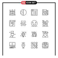 16 Universal Outline Signs Symbols of education text skin care file web page Editable Vector Design Elements