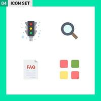 Set of 4 Modern UI Icons Symbols Signs for light document stop zoom help Editable Vector Design Elements