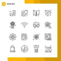 16 conjunto de iconos estilo de línea paquete de iconos símbolos de esquema aislados en fondo blanco para el diseño de sitios web receptivos vector