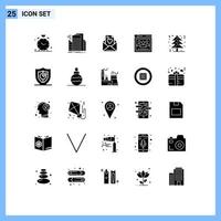 Universal Icon Symbols Group of 25 Modern Solid Glyphs of christmas tree education urban web browser Editable Vector Design Elements