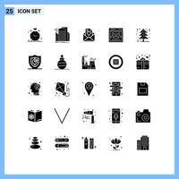 Universal Icon Symbols Group of 25 Modern Solid Glyphs of christmas tree education urban web browser Editable Vector Design Elements