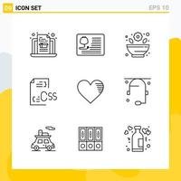 Collection of 9 Universal Line Icons Icon Set for Web and Mobile vector