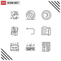 Pixle Perfect Set of 9 Line Icons Outline Icon Set for Webite Designing and Mobile Applications Interface vector