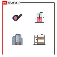 User Interface Pack of 4 Basic Flat Icons of measure building tool food home Editable Vector Design Elements