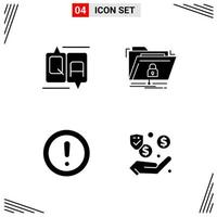 4 Icons Solid Style Grid Based Creative Glyph Symbols for Website Design Simple Solid Icon Signs Isolated on White Background 4 Icon Set vector