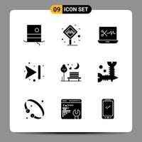 9 Black Icon Pack Glyph Symbols Signs for Responsive designs on white background 9 Icons Set vector