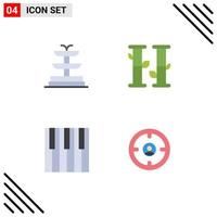 Set of 4 Modern UI Icons Symbols Signs for fountain sound nature keyboard finance Editable Vector Design Elements