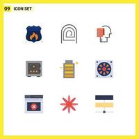 Universal Icon Symbols Group of 9 Modern Flat Colors of protection box reader lock note Editable Vector Design Elements