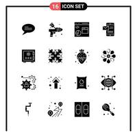 Set of 16 Solid Style Icons for web and mobile Glyph Symbols for print Solid Icon Signs Isolated on White Background 16 Icon Set vector