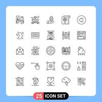 conjunto de 25 iconos de ui modernos símbolos signos para rebobinar viajes casco industrial pasaporte naturaleza elementos de diseño vectorial editables vector