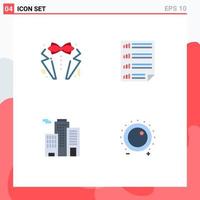 Pack of 4 Modern Flat Icons Signs and Symbols for Web Print Media such as bow page suit data business Editable Vector Design Elements