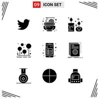 9 Icons Solid Style Grid Based Creative Glyph Symbols for Website Design Simple Solid Icon Signs Isolated on White Background 9 Icon Set vector