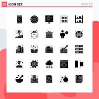 Group of 25 Modern Solid Glyphs Set for warehouse boxes game box construction Editable Vector Design Elements