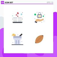 Mobile Interface Flat Icon Set of 4 Pictograms of coffee drink drink protection afl Editable Vector Design Elements