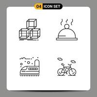 Stock Vector Icon Pack of 4 Line Signs and Symbols for arrange train box glass bike Editable Vector Design Elements