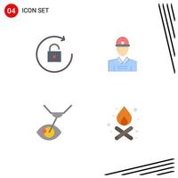 Flat Icon Pack of 4 Universal Symbols of arrow laser surgery construction work bonfire Editable Vector Design Elements