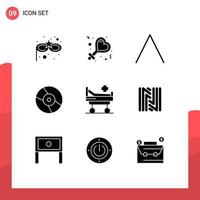 Pictogram Set of 9 Simple Solid Glyphs of coin medical up hospital device Editable Vector Design Elements