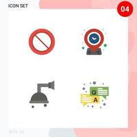 4 Universal Flat Icon Signs Symbols of ban shower geo time qa Editable Vector Design Elements