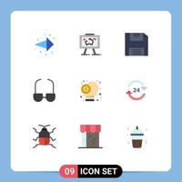 Mobile Interface Flat Color Set of 9 Pictograms of investor capitalist diskette broker read Editable Vector Design Elements