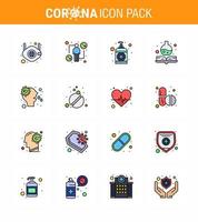 Corona virus 2019 and 2020 epidemic 16 Flat Color Filled Line icon pack such as allergy medical intect handbook wash viral coronavirus 2019nov disease Vector Design Elements