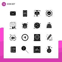 Glyph Icon set Pack of 16 Solid Icons isolated on White Background for responsive Website Design Print and Mobile Applications vector