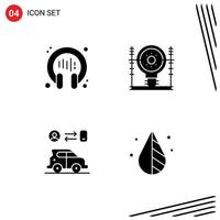 Modern Set of 4 Solid Glyphs Pictograph of communication car support engineering man Editable Vector Design Elements