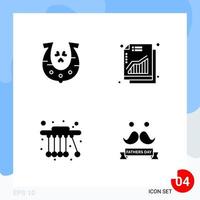 Modern Pack of 4 Icons Solid Glyph Symbols isolated on White Backgound for Website designing vector