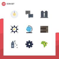 Group of 9 Modern Flat Colors Set for lock pad geography work earth marketing Editable Vector Design Elements