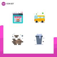 Group of 4 Modern Flat Icons Set for online problem online store transport glass Editable Vector Design Elements