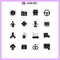 Universal Icon Symbols Group of 16 Modern Solid Glyphs of decoration preacher controller people monk Editable Vector Design Elements