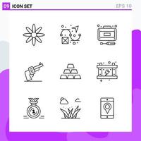 Set of 9 icons in Line style Creative Outline Symbols for Website Design and Mobile Apps Simple Line Icon Sign Isolated on White Background 9 Icons vector