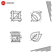 Collection of 4 Vector Icons in Line style Pixle Perfect Outline Symbols for Web and Mobile Line Icon Signs on White Background 4 Icons