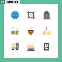 Modern Set of 9 Flat Colors and symbols such as celebrate cup death bottle religion Editable Vector Design Elements